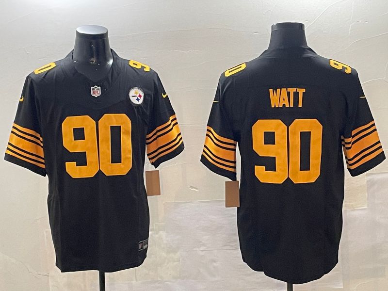 Men Pittsburgh Steelers #90 Watt Black 2024 Nike Limited NFL Jersey style 0108->pittsburgh steelers->NFL Jersey